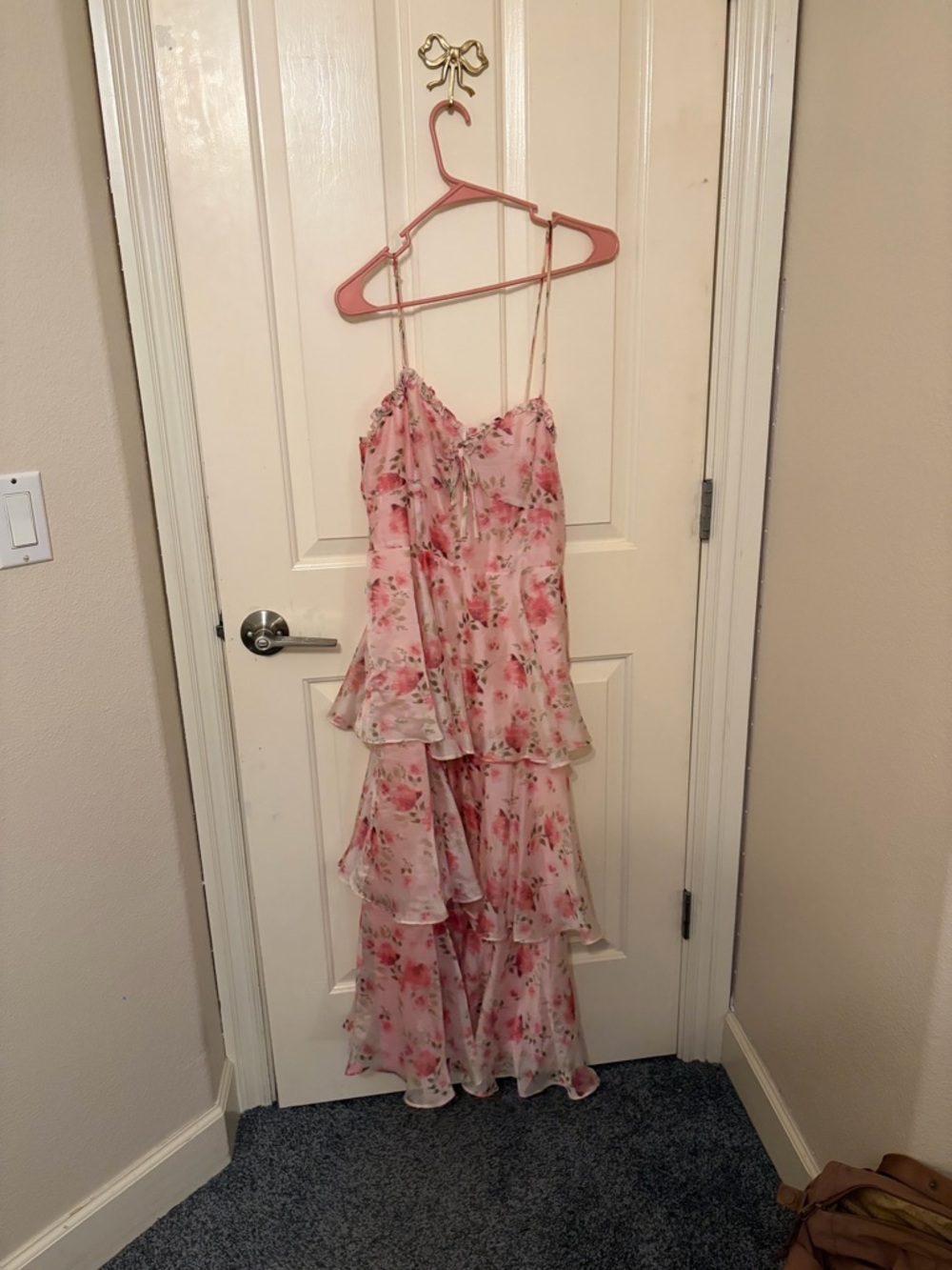 Lulu's Blush Pink Ruffled Spaghetti Strap Dress